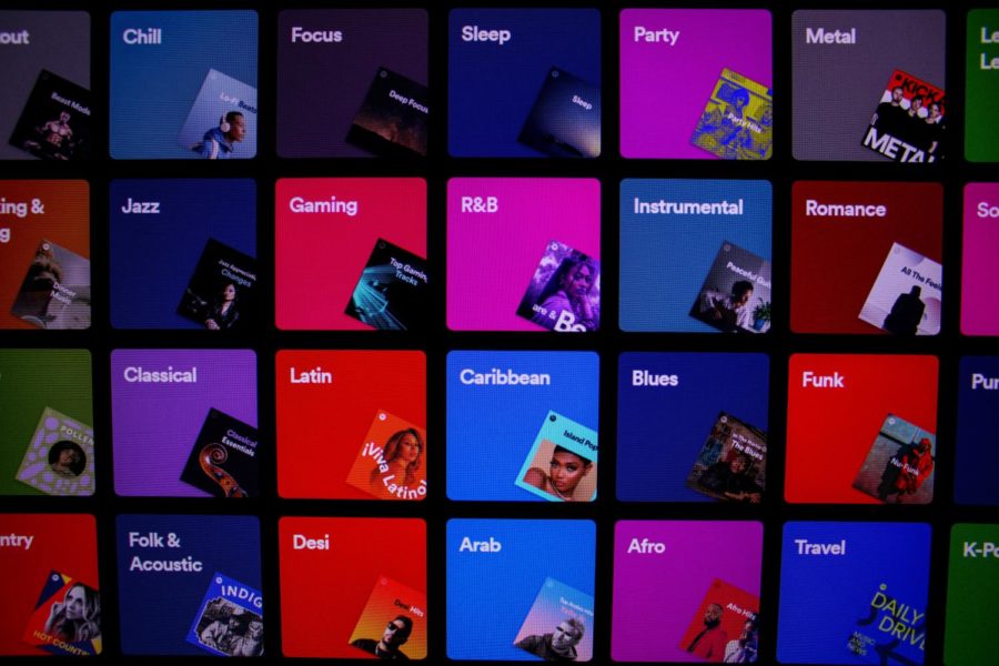 A large variety of music genres that students can select from on Spotify.